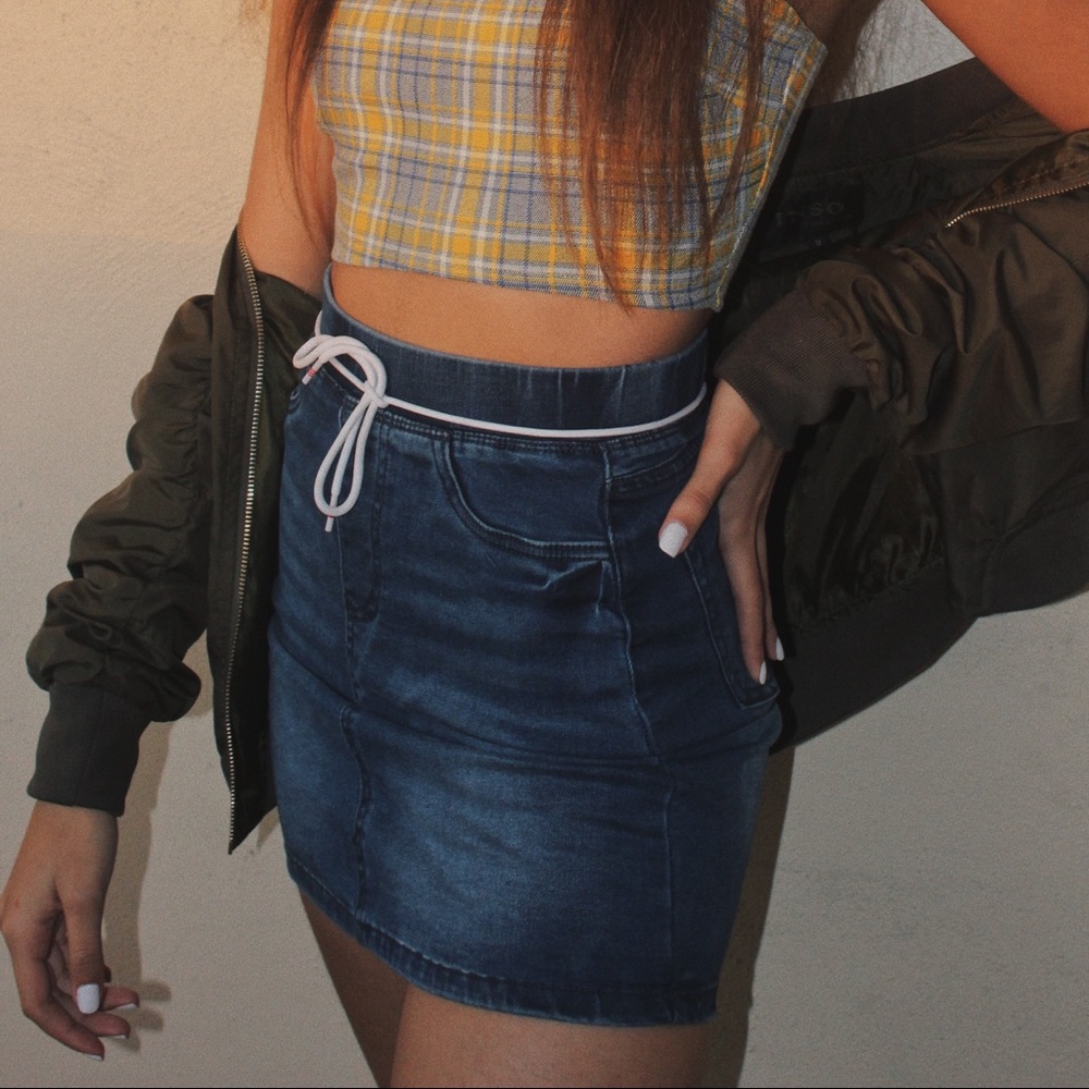 High-Rise Denim Skirt